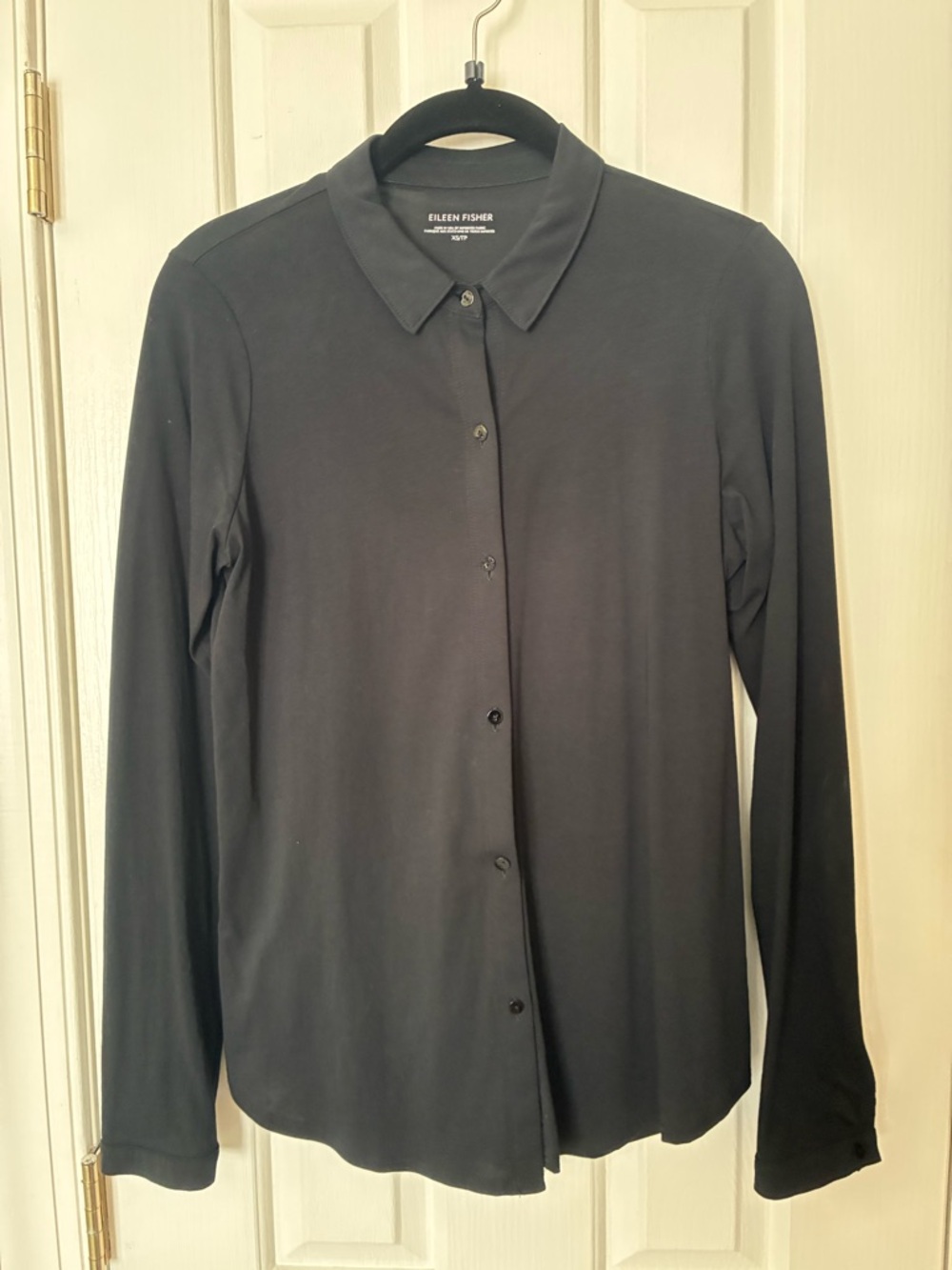 Eileen Fisher Organic Cotton Knit Button Down Shirt
